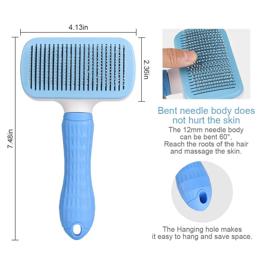 Custom Logo Wholesale Plastic Cat Dog Rabbit Massaging Shedding Self Cleaning Slicker Hair Grooming Pet Brush