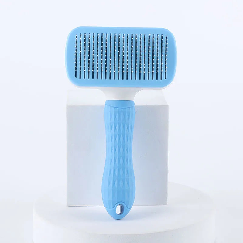 Custom Logo Wholesale Plastic Cat Dog Rabbit Massaging Shedding Self Cleaning Slicker Hair Grooming Pet Brush
