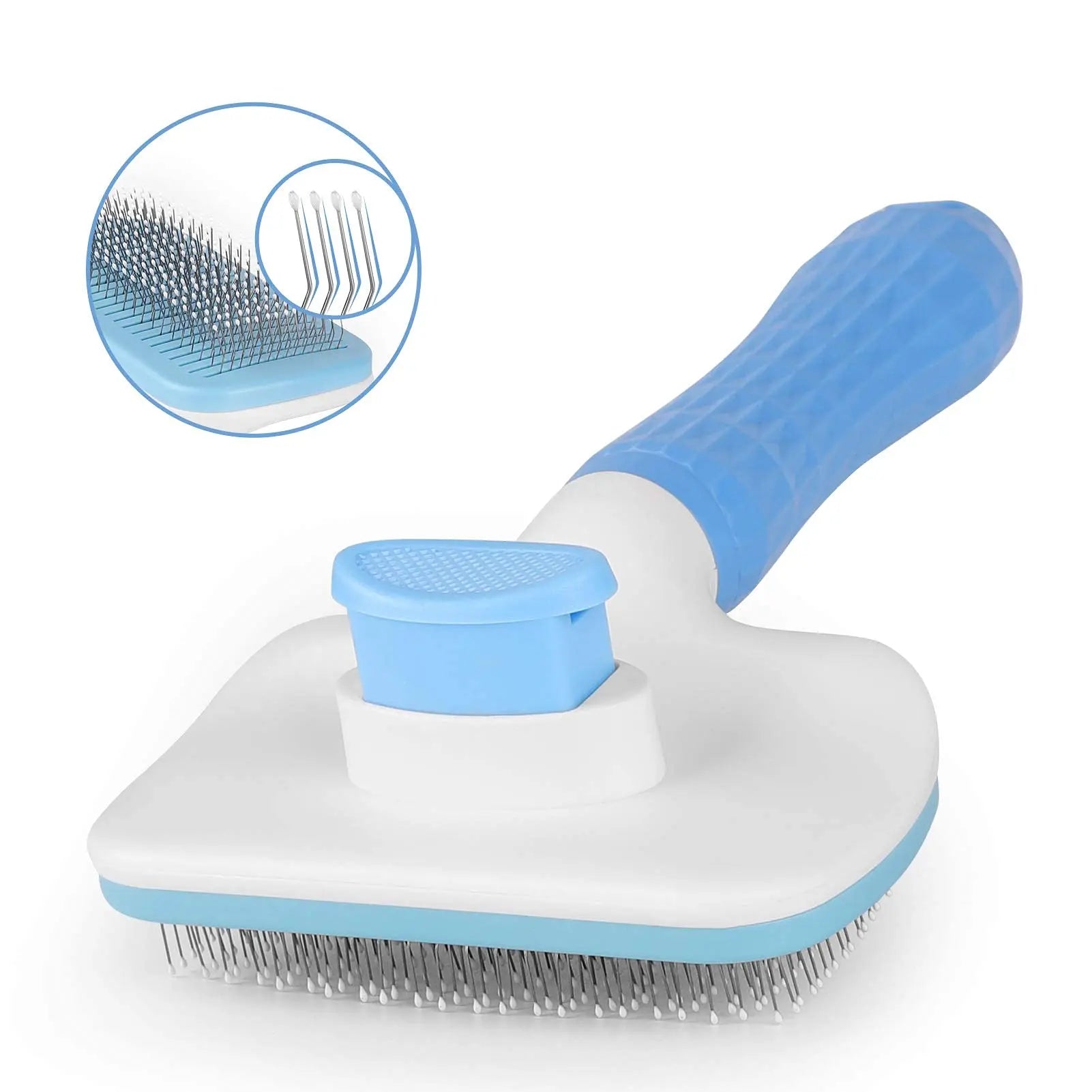 Custom Logo Wholesale Plastic Cat Dog Rabbit Massaging Shedding Self Cleaning Slicker Hair Grooming Pet Brush