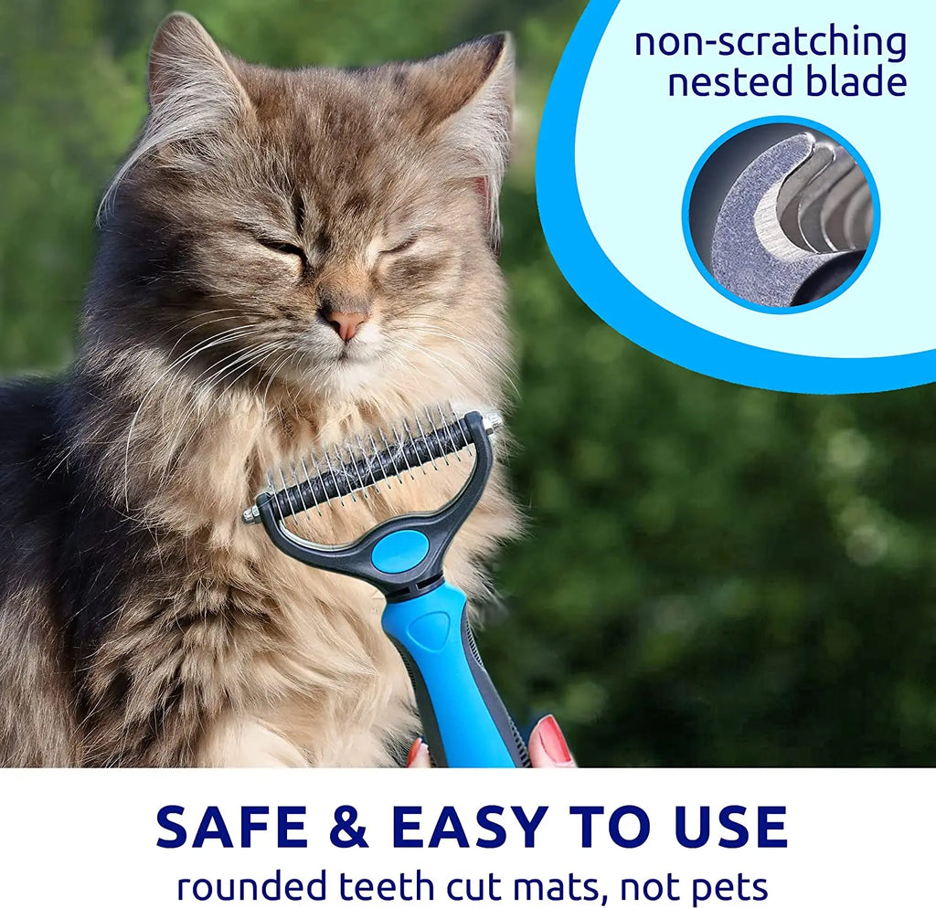 Brosse de démêlage double face pour animaux de compagnie, râteau sous-poil pour chiens et chats, peigne de perte et outil de démêlage pour le toilettage, extra large