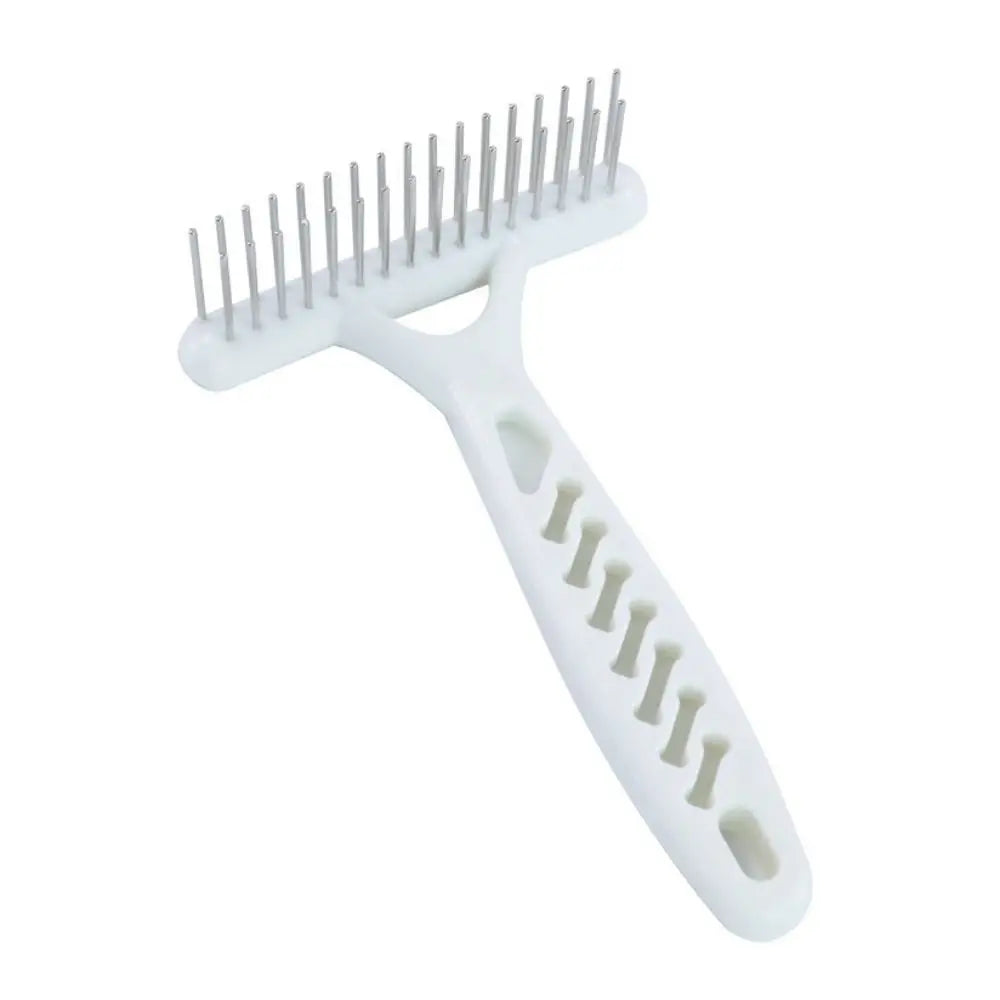 Peigne râteau à Double rangée pour chien, en acier inoxydable, blanc, rangée d'aiguilles, poils de chien, perte de fourrure, élimine pour chiens, chiots, chats