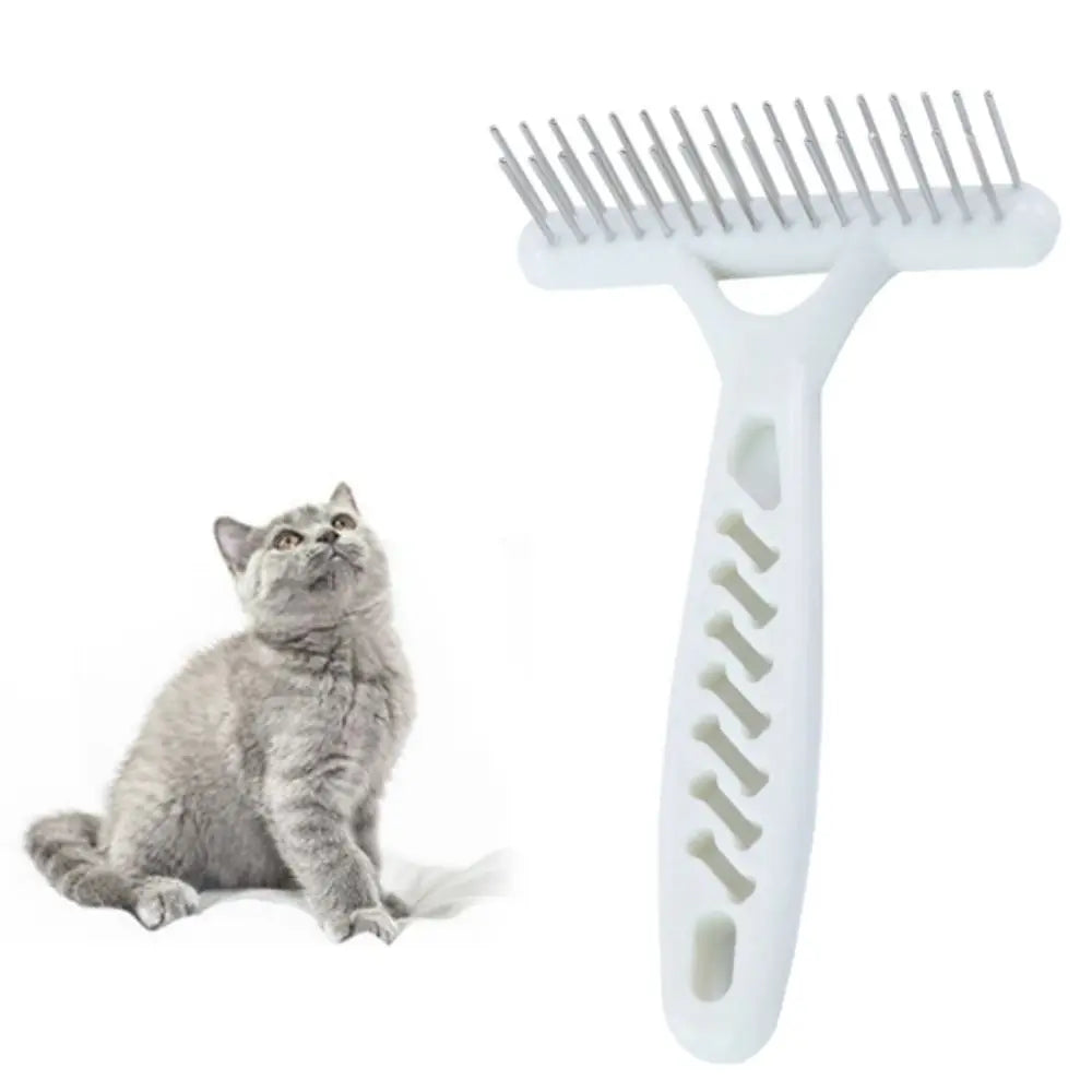 Peigne à double rangée pour chien en acier inoxydable blanc, peigne à aiguilles pour chien, pour éliminer les poils et la fourrure des chiens, chiots et chats