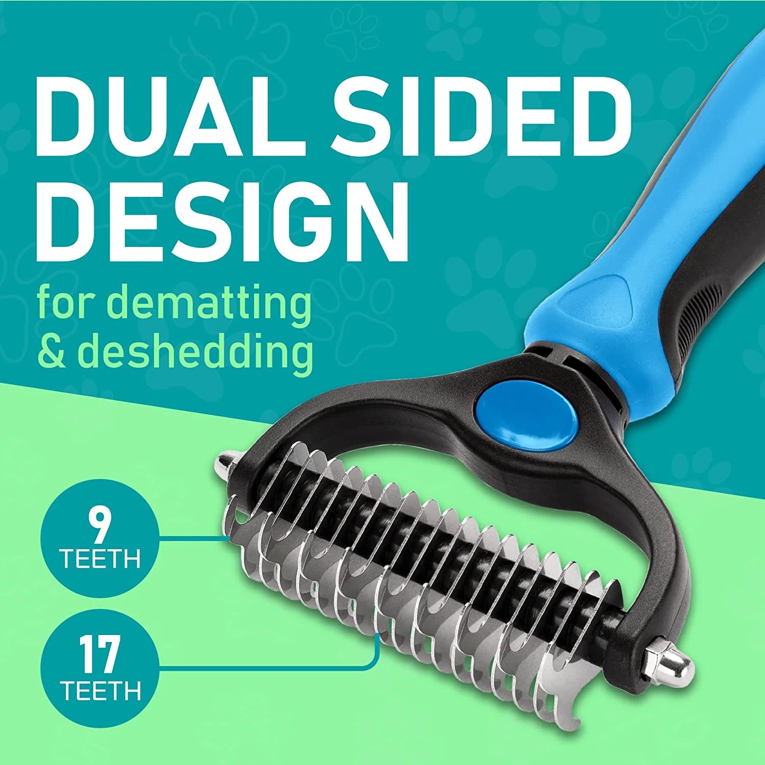 Brosse de démêlage double face pour animaux de compagnie, râteau sous-poil pour chiens et chats, peigne de perte et outil de démêlage pour le toilettage, extra large