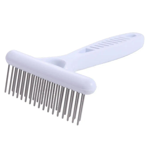 Peigne à double rangée pour chien en acier inoxydable blanc, peigne à aiguilles pour chien, pour éliminer les poils et la fourrure des chiens, chiots et chats