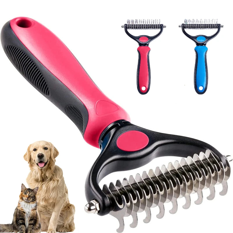 Brosse de démêlage double face pour animaux de compagnie, râteau sous-poil pour chiens et chats, peigne de perte et outil de démêlage pour le toilettage, extra large