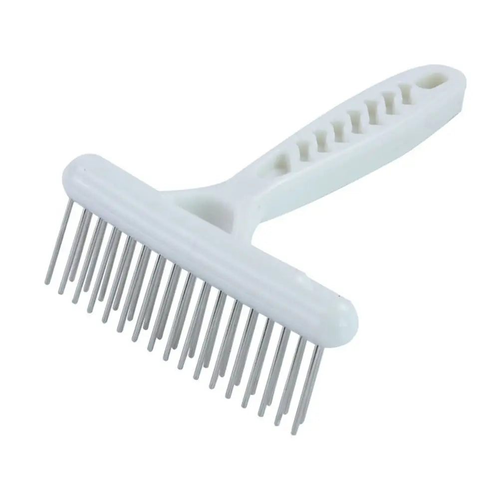 Peigne râteau à Double rangée pour chien, en acier inoxydable, blanc, rangée d'aiguilles, poils de chien, perte de fourrure, élimine pour chiens, chiots, chats