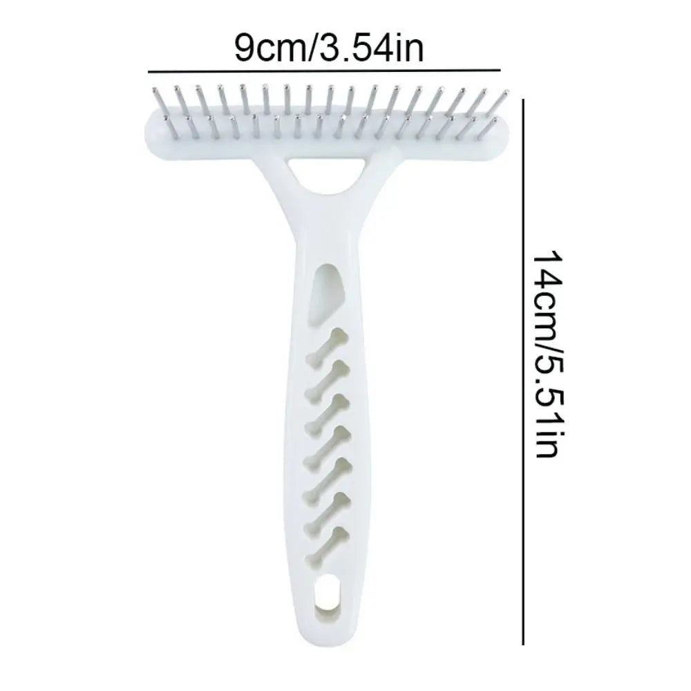 Peigne râteau à Double rangée pour chien, en acier inoxydable, blanc, rangée d'aiguilles, poils de chien, perte de fourrure, élimine pour chiens, chiots, chats