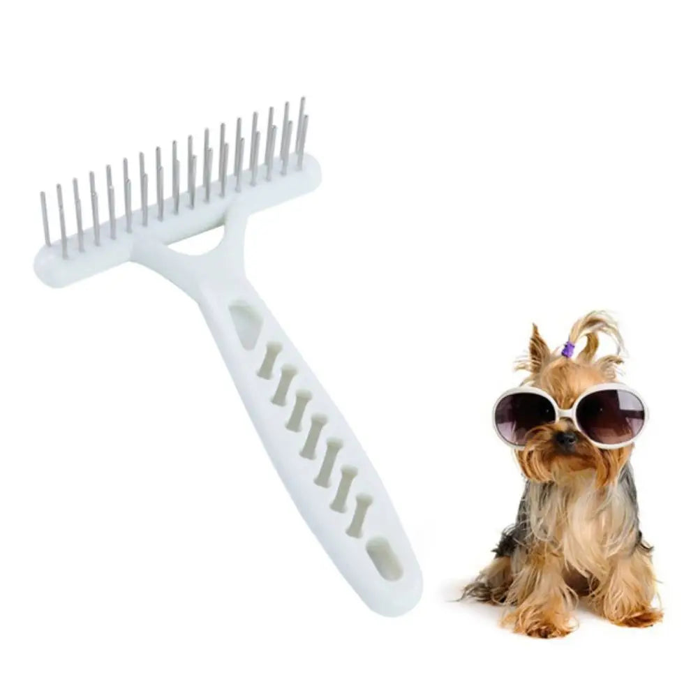 Peigne à double rangée pour chien en acier inoxydable blanc, peigne à aiguilles pour chien, pour éliminer les poils et la fourrure des chiens, chiots et chats