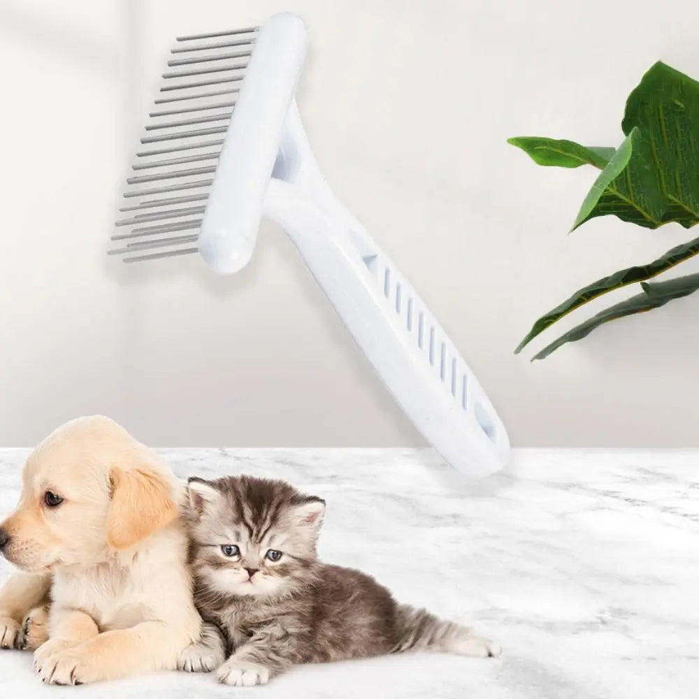 Peigne à double rangée pour chien en acier inoxydable blanc, peigne à aiguilles pour chien, pour éliminer les poils et la fourrure des chiens, chiots et chats