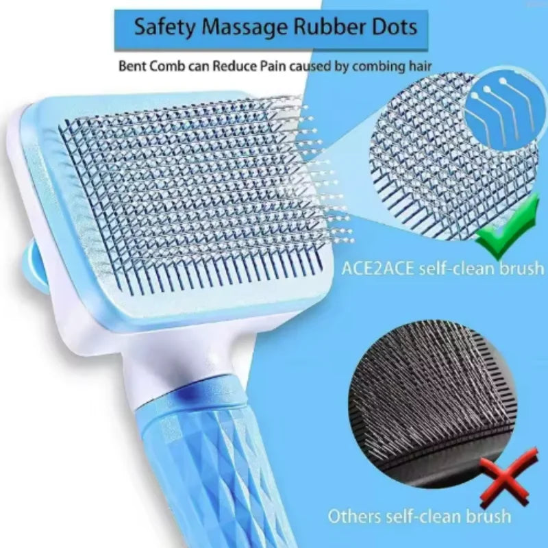 Peigne pour chien, brosse d'épilation pour animaux de compagnie, peigne spécial pour chats et chiens, Massage de beauté, aiguille autonettoyante, fournitures pour animaux de compagnie