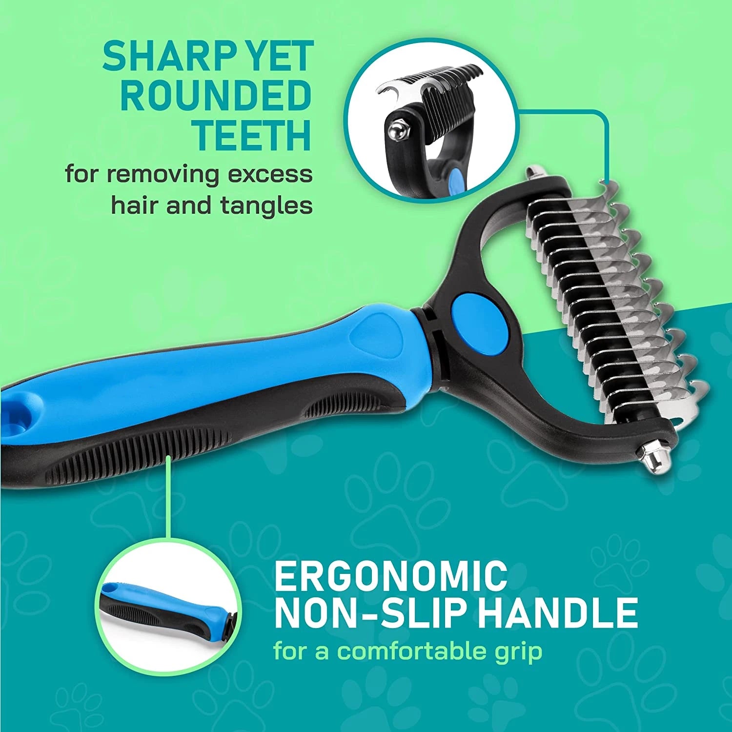 Brosse de démêlage double face pour animaux de compagnie, râteau sous-poil pour chiens et chats, peigne de perte et outil de démêlage pour le toilettage, extra large